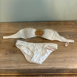VS White Bikini with Beaded Detail NWT
